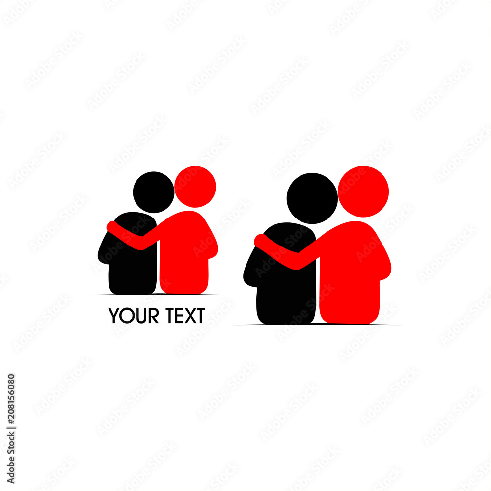 Friends hug each other. Vector Illustration icon. Friends hug each other. Vector Illustration icon.