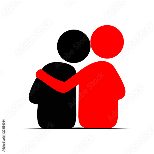 Friends hug each other. Vector Illustration icon.