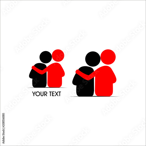 Friends hug each other. Vector Illustration icon.