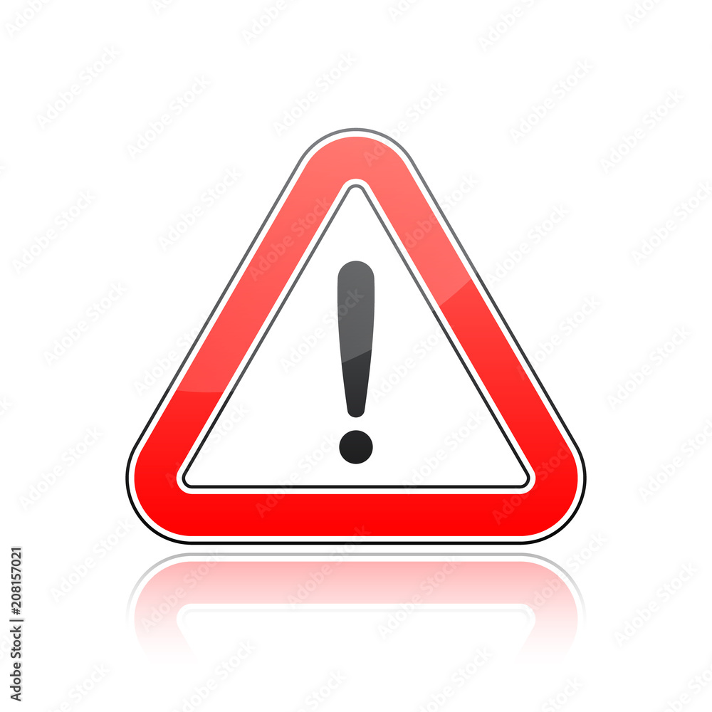 Exclamation danger icon triangle sign and reflect Exclamation danger icon triangle sign and reflect