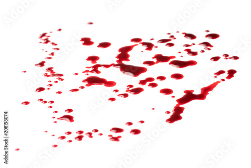 Spilled blood isolated on white background