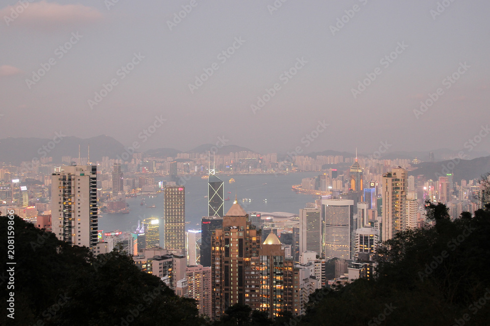 View of Hong Kong Skyscrapers from above