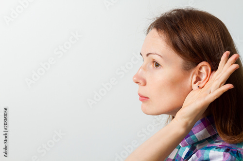 Gossip,rumors, whisper, hearing concept.
