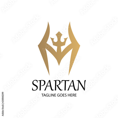 Spartan king logo design template. Vector illustration