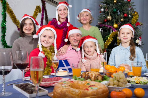 Family is posing together in time celebration New Year