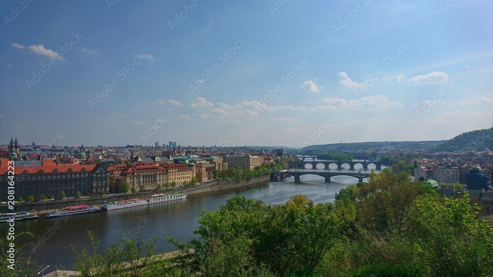 Looking at the cityscape of Prague, Letna Park