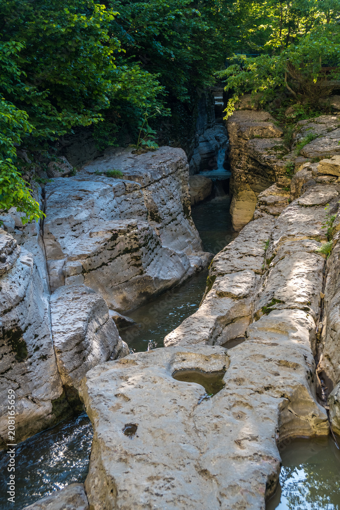 Kinchkha Waterfall and small canyon near Kutaisi, Georgia