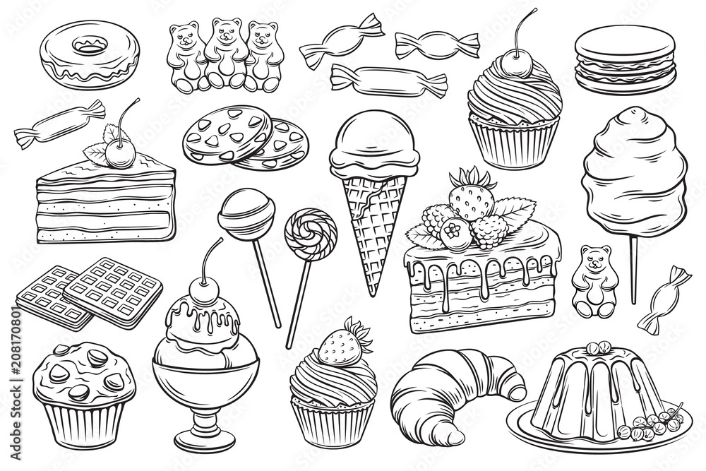 Fotografie confectionery and sweets icons