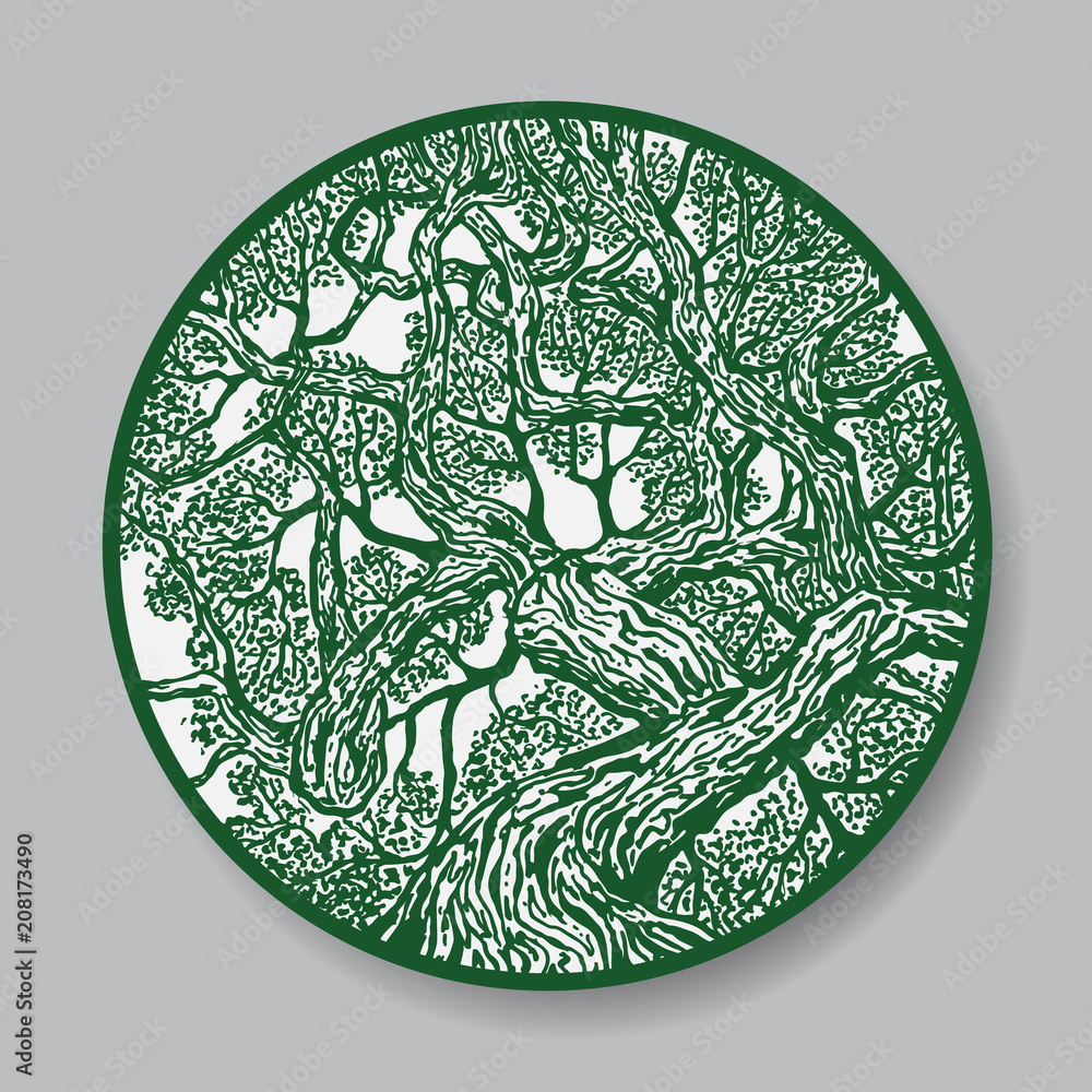 Sketch of a tree trunk with foliage Sketch of a tree trunk with foliage