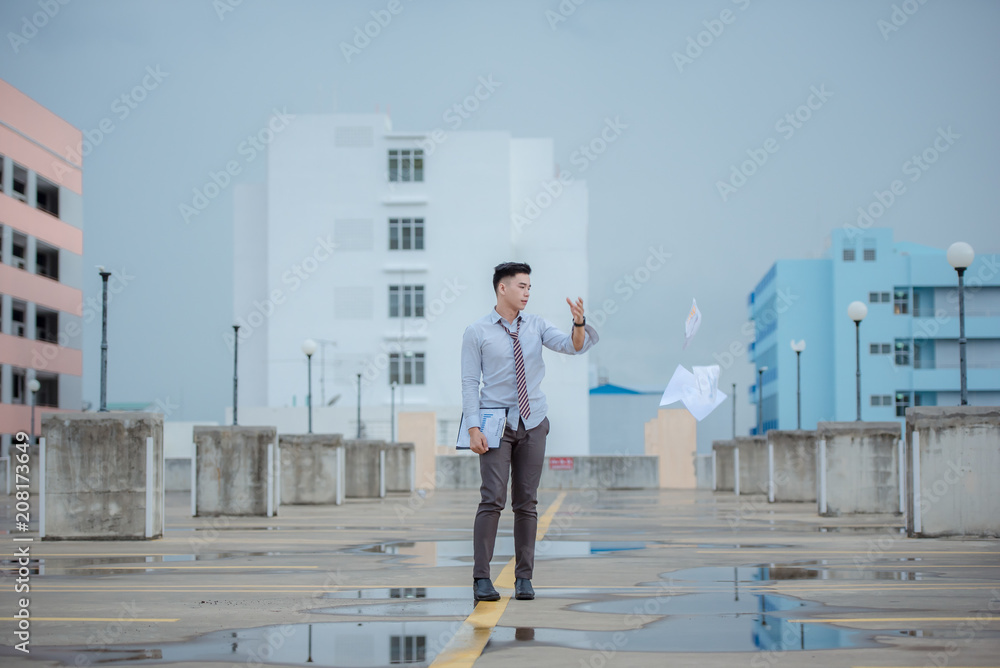 Unemployed businessman stress sitting on stair, Unemployed businessman stress sitting on stair,