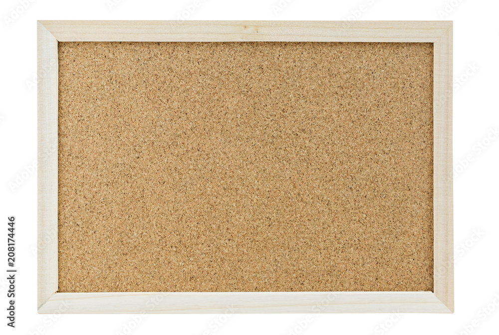 Fototapeta premium Color shot of a brown cork board in a frame.