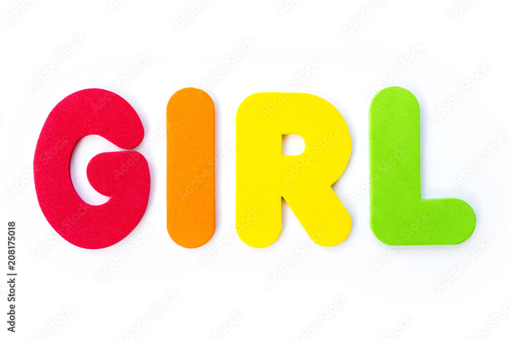 GIRL spelt out with coloured letters GIRL spelt out with coloured letters