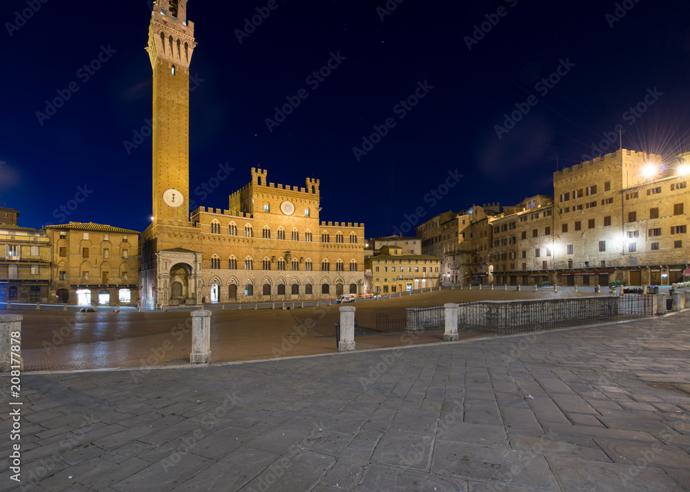 Piazza del Campo by night, Siena Tuscany