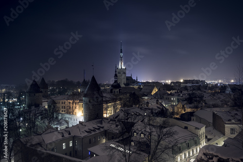 winter night view of Tallinn s old town