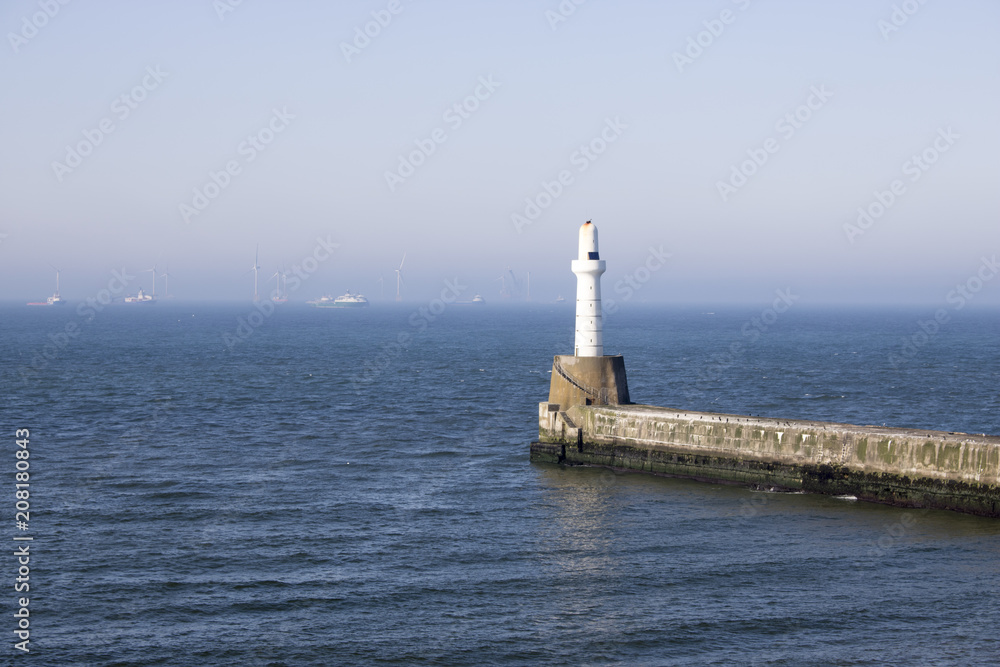 South Breakwater Lighthouse in front of Hazy Blue Sky