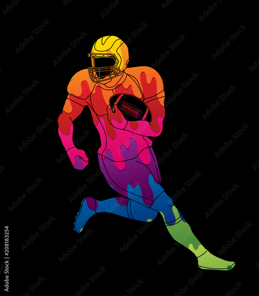 American football player action designed using colorful graphic vector