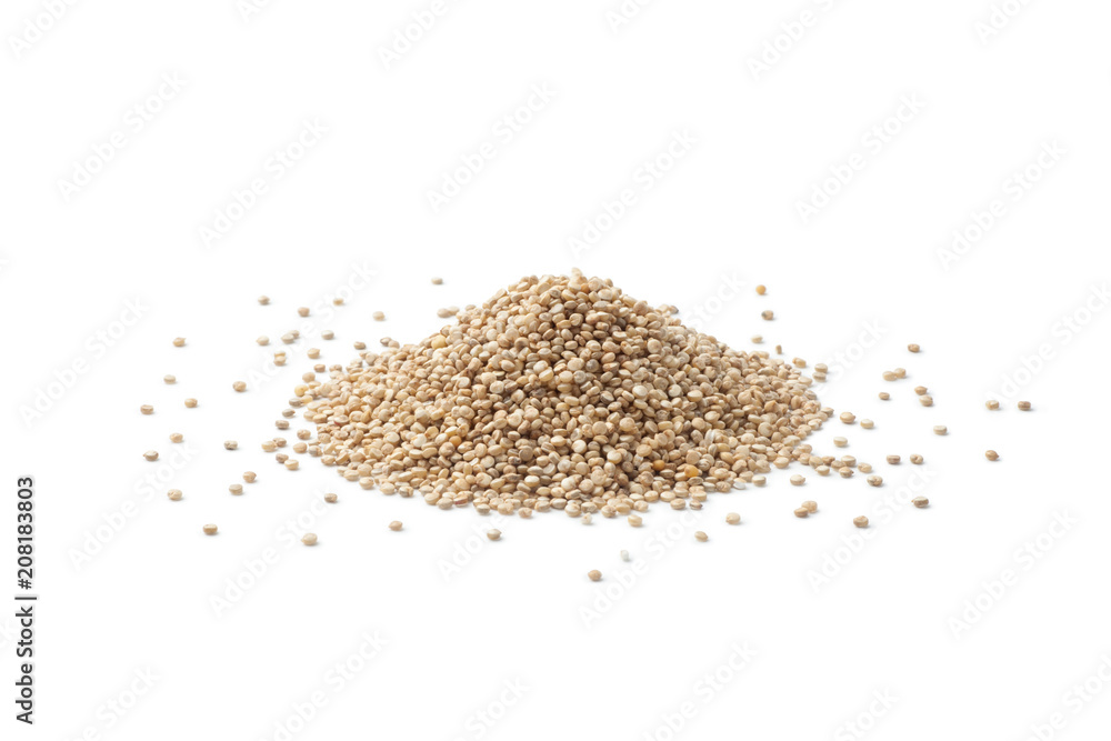 Pile of white quinoa seeds isolated on white background Pile of white quinoa seeds isolated on white background