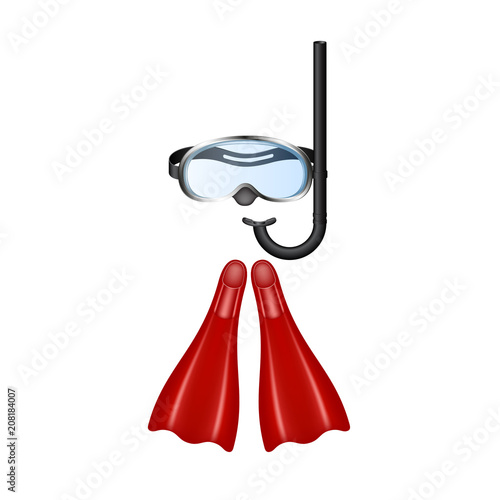 Retro diving goggles with red flippers