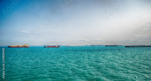 Cargo Ship Sailing in High Sea