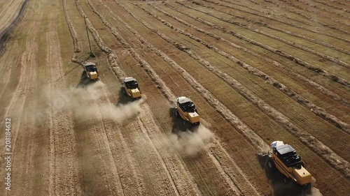 Combines work on the collection and processing of cereals