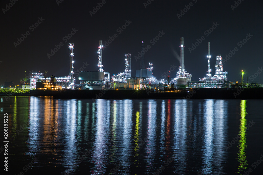 oil refinery industry plant along twilight morning. View gas processing factory. gas and oil industry. oil refinery industry plant along twilight morning. View gas processing factory. gas and oil industry.