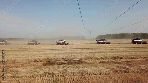 Combines work on the collection and processing of cereals