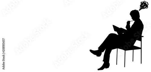 椅子に座って考えるビジネスマンのシルエット Stock Illustration Adobe Stock