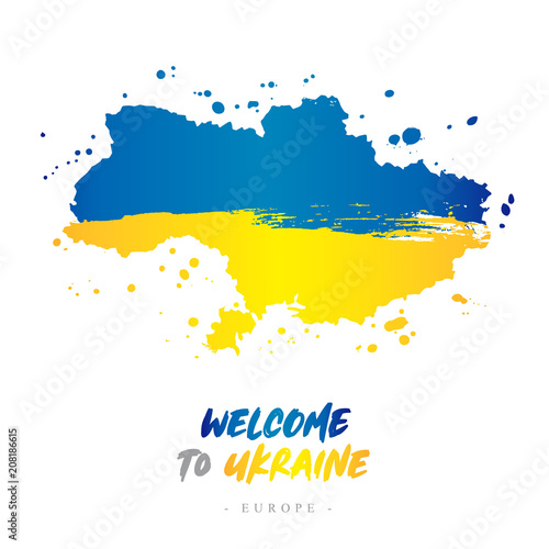 Welcome to Ukraine. Flag and map of the country