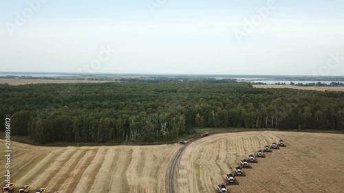 Combines work on the collection and processing of cereals