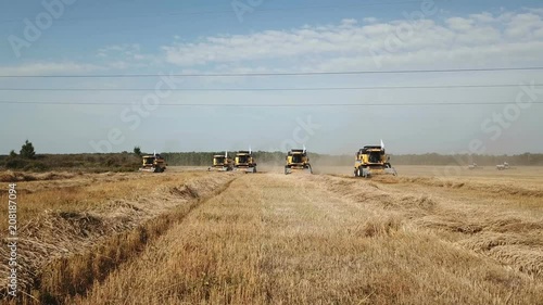Combines work on the collection and processing of cereals