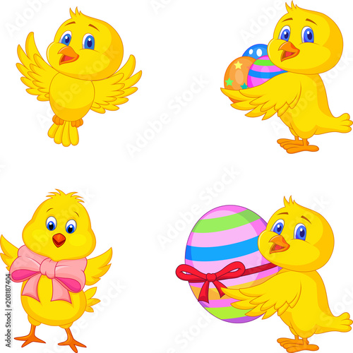 Cartoon little chick with Easter egg