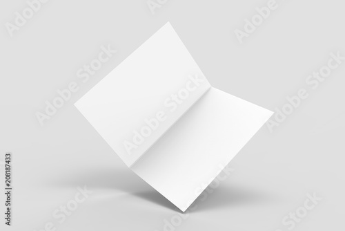 Half-fold brochure blank white template for mock up and presentation design. 3d illustration.