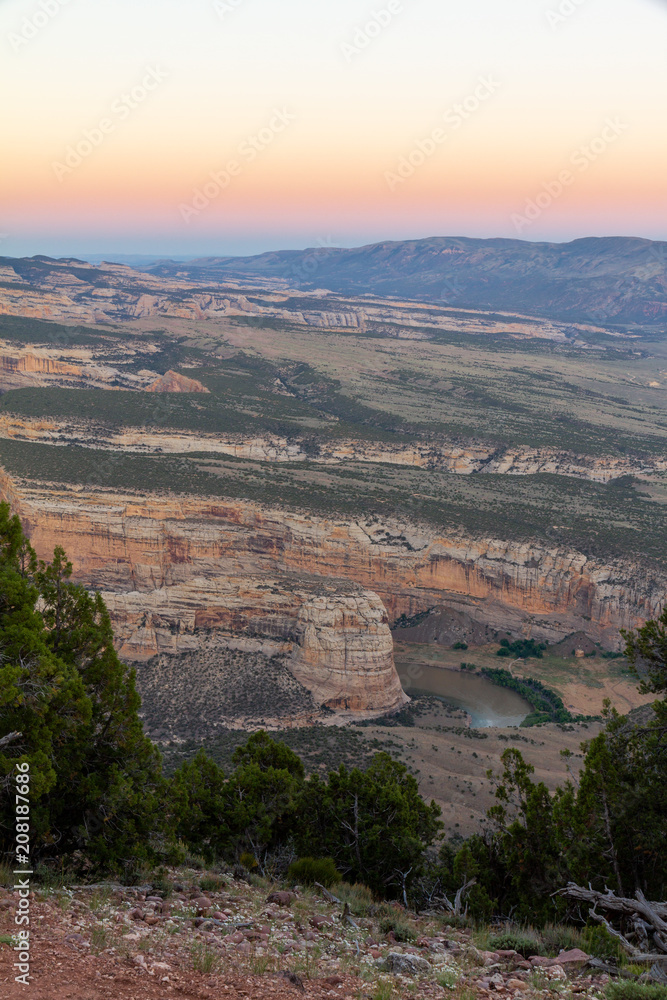 Views of Steamboat Rock and Jenny Lind Rock in Dinosaur National Park, Colorado.