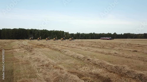 Harvesting grain, technique plowing on the field