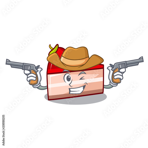 Cowboy strawberry cake character cartoon