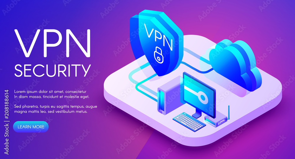 VPN security technology isometric vector illustration of digital