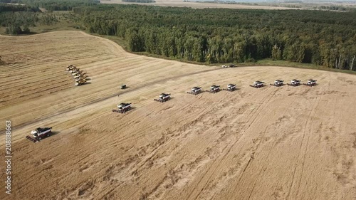 Harvesting grain, technique plowing on the field
