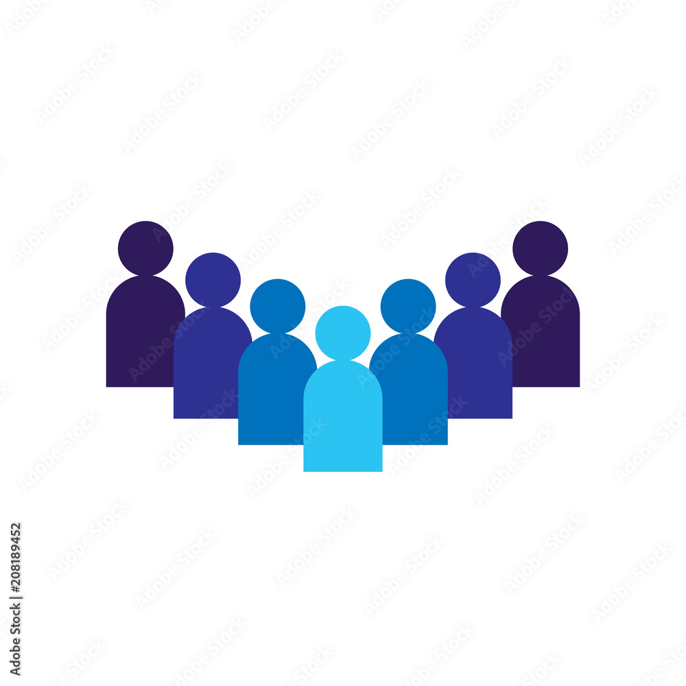 People Icon. Business corporate team working together. Social network group logo symbol. Crowd sign. Leadership or community concept. Vector illustration in flat style.