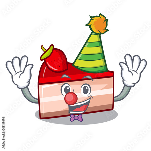 Clown strawberry cake mascot cartoon photo