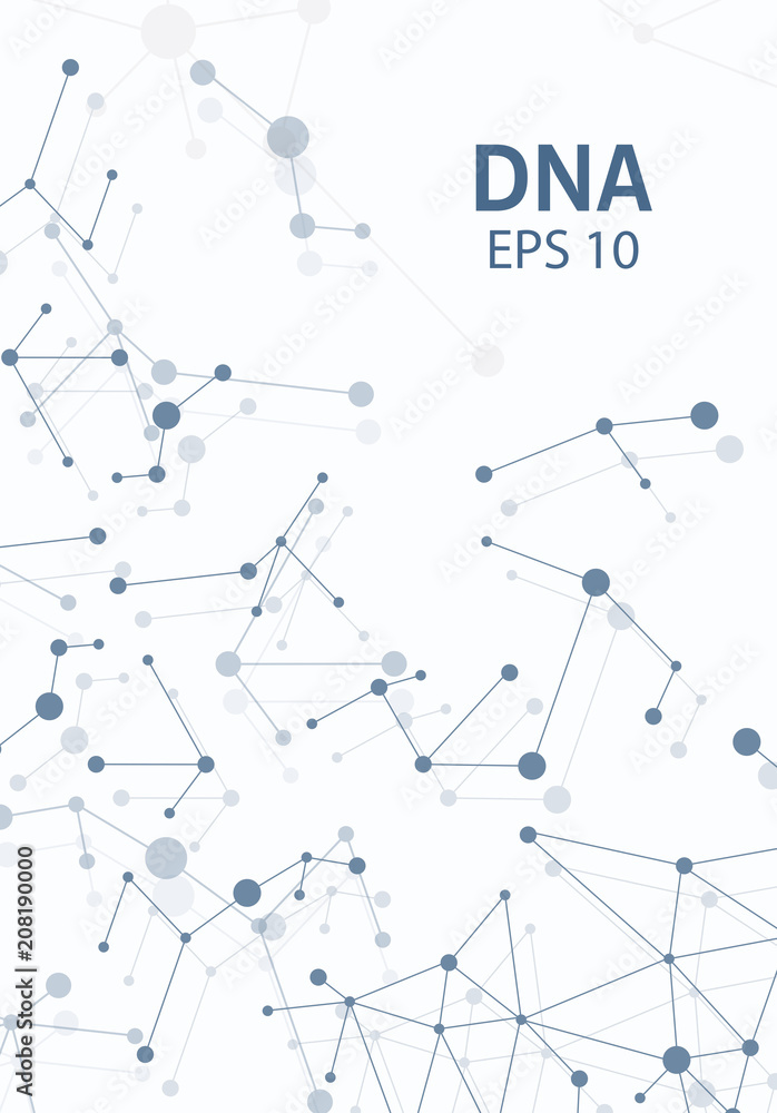 DNA abstract geometric background, layout in A4 set technology brochure flyer design template vector shadow