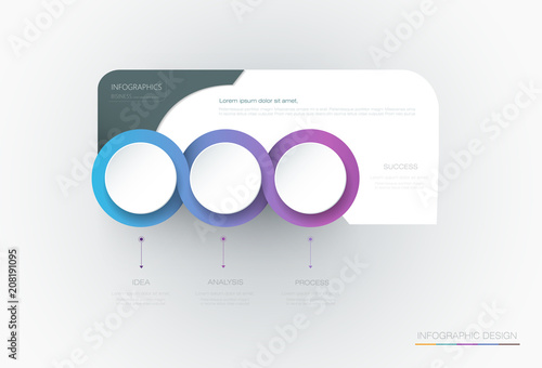 Vector Infographic 3d circle label template design.Infograph with 3 number options or steps. Infographic element for layout, process diagram, parts, chart, graphic, info graph, flowchart, presentation