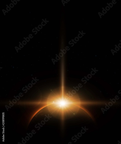Planet earth with sunrise. vector illustration
