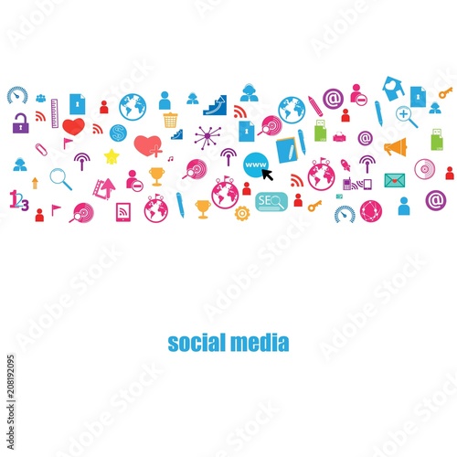 Template design thinking idea with social network icons background