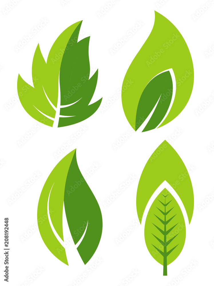Green leaf vector eco gaden and forest flat icons Green leaf vector eco gaden and forest flat icons