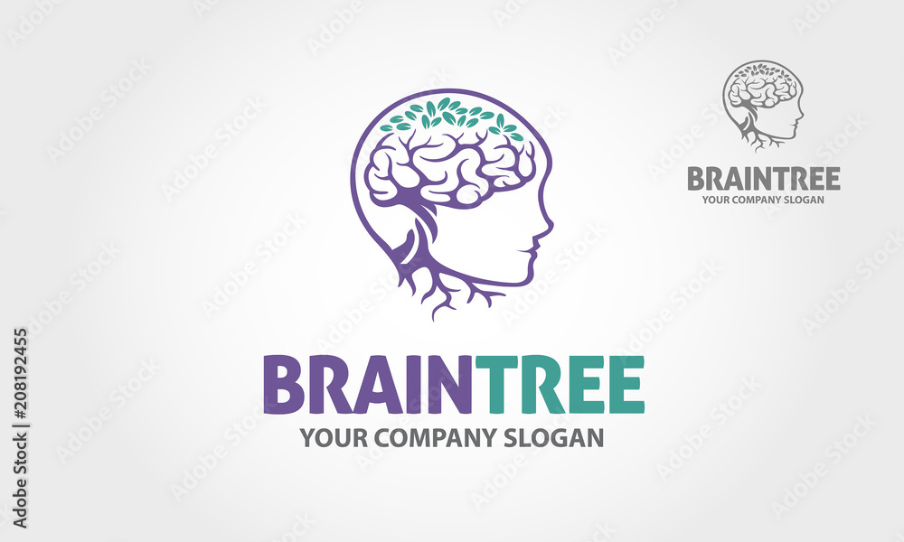 Brain Tree vector logo template. Simple work and adjusted to suit your business.