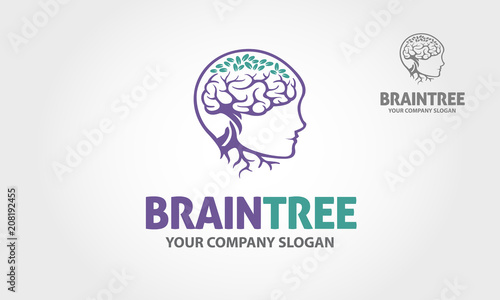Brain Tree vector logo template. Simple work and adjusted to suit your business.