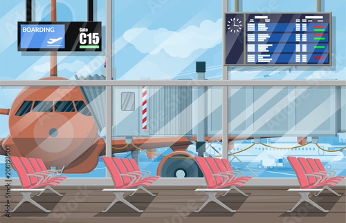 Waiting hall in passanger terminal of airport