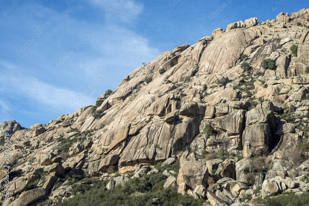 Granitic rock formations in La Pedriza, Guadarrama Mountains National Park, province of Madrid, Spain