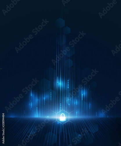 Security network background with sunrise. Vector illustration.