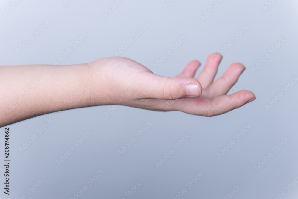 hands of the child isolated on the white background. hands of the child isolated on the white background.